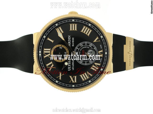 replica Ulysse Nardin MAXI MARINE CHRONOMETER 43mm ROSE GOLD BLACK ON BLACK RUBBER WATCHES 1 