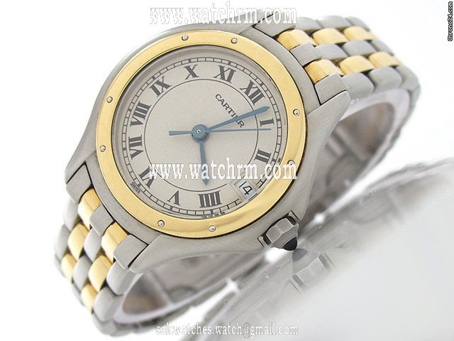 Cartier Damen "RONDE" Edelstahl / Gelbgold Quarz