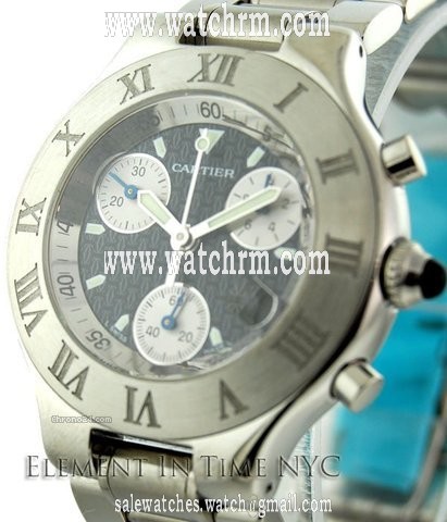 Cartier Must 21 Chronograph Stainless Steel Black Dial W10172T2