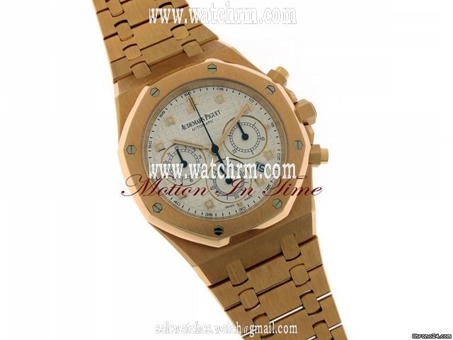 replica Audemars Piguet ROYAL OAK CHRONOGRAPH AUTOMATIC ROSE GOLD ON BRACELET NEW WATCHES 1 