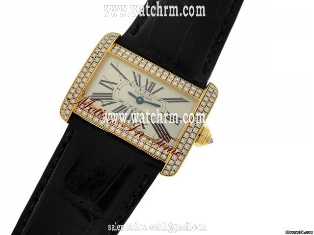 replica Cartier TANK DIVAN LADIES' YELLOW GOLD DIAMOND ON STRAP - NEW 2010 WATCHES 1 