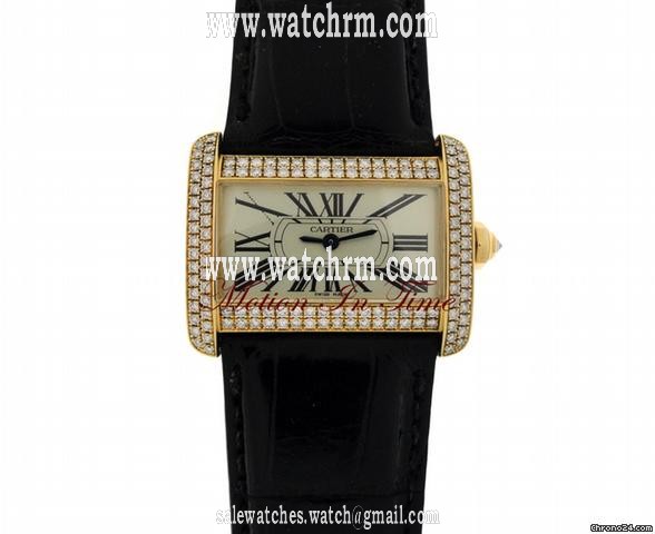 Cartier TANK DIVAN LADIES' YELLOW GOLD DIAMOND ON STRAP - NEW 2010