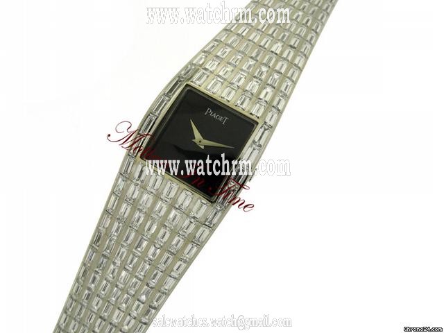 replica Piaget LIMELIGHT "GALAXY"  TONNEAU MIDSIZE WHITE GOLD FULL BAGUETTE WATCHES 1 
