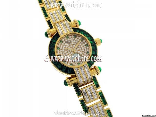 replica Chopard IMPERIALE BAGUETTE DIAMOND & EMERALD YELLOW GOLDL - RARE WATCHES 1 