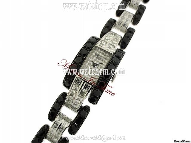 replica Chopard LA STRADA LADIES' WHITE GOLD BLACK & WHITE DIAMOND NEW WATCHES 1 