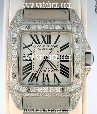 replica Cartier Santos 100 W200737G Diamond Bezel Pre-Owned WATCHES 1 