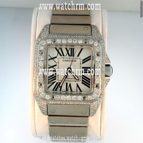 Cartier Santos 100 W200737G Diamond Bezel Pre-Owned