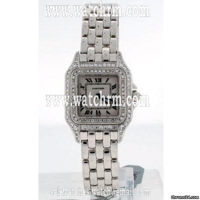 Cartier Panther Ladies Pre-Owned Stainless Steel with diamonds
