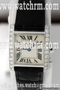replica Cartier Tank Fransaise Ladies Pre-Owned White Gold Diamond WATCHES 1 