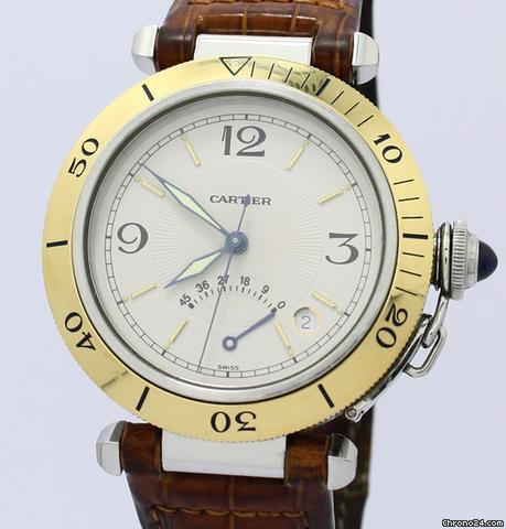 Cartier Pasha Power Reserve Stahl Gold TOP Zustand