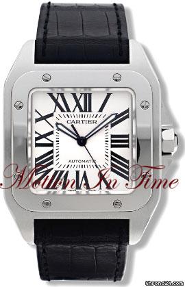 Cartier SANTOS 100 XL MEN'S STAINLESS STEEL ON BLACK STRAP - NEW