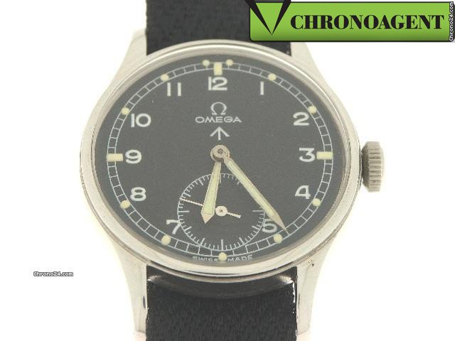 Omega MILITARY,ANNO 1944 c.a.,IN ACCIAIO,QUADRANTE NERO