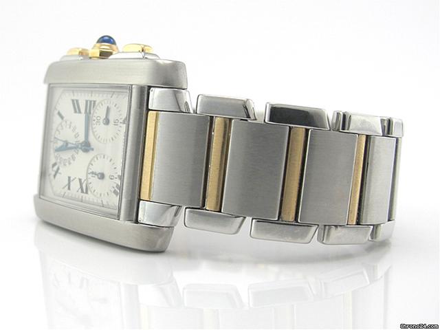 replica Cartier Herren "TANK FRANCAISE CHRONO" Edelstahl / GG Quarz WATCHES 1 
