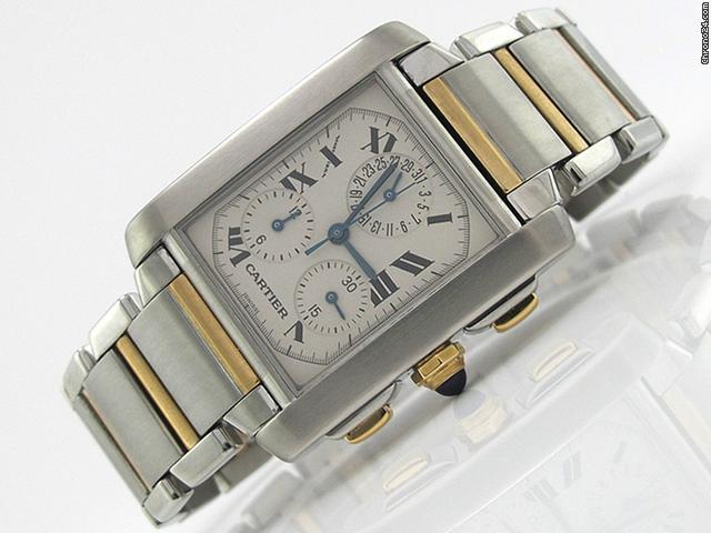 Cartier Herren "TANK FRANCAISE CHRONO" Edelstahl / GG Quarz