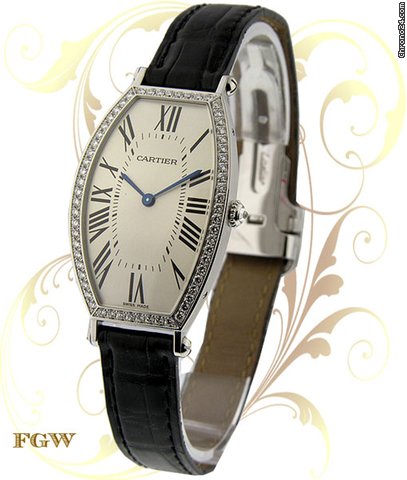 Cartier Louis Cartier Large Tonneau, White Gold, Diamond Bezel
