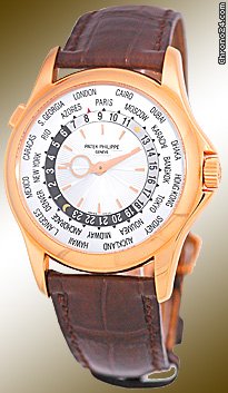 Patek Philippe Gent's 18K Rose  World Timer Strapwatch