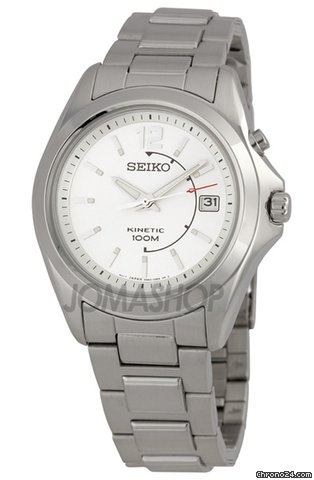 Seiko Stainless Steel Silver Dial Kinetic Mens Watch SKA475