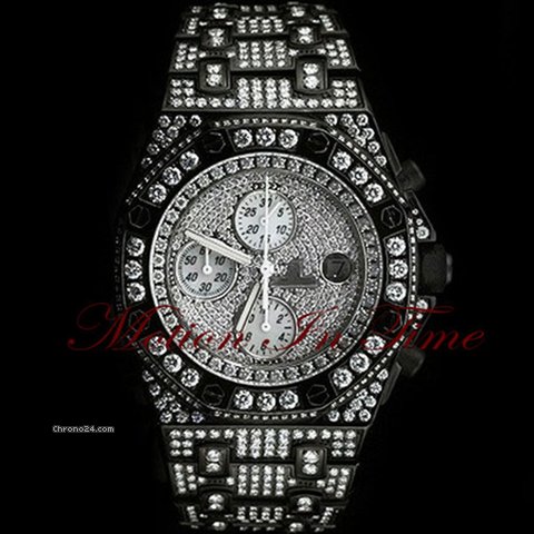 Audemars Piguet ROYAL OAK OFFSHORE BLACK STEEL PVD FULL DIAMOND RARE