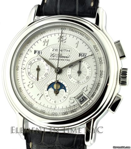 Zenith El Primero Chronomaster Triple Calendar In Platinum