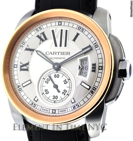 Cartier Calibre De Cartier Steel/ 18k Pink Gold Bezel  W7100011