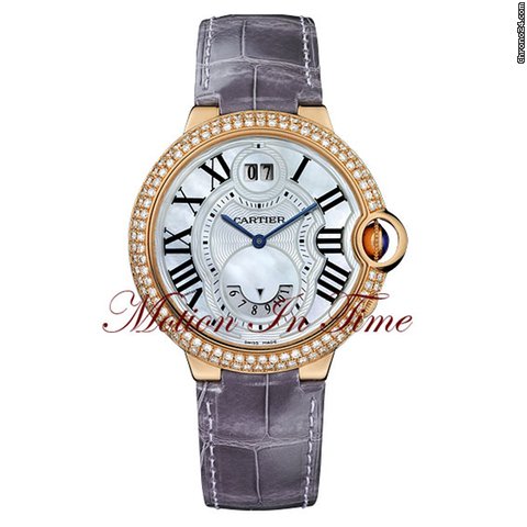Cartier BALLON BLEU ROSE GOLD MEDIUM SIZE DUAL TIME ZONE DIAMOND NEW