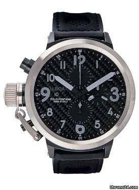 U-Boat Flightdeck 50 Black and Stainless Steel