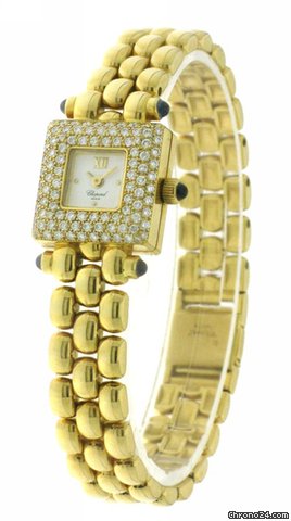 Chopard Classic Square 18K Yellow Gold Ladies Watch Diamonds Small