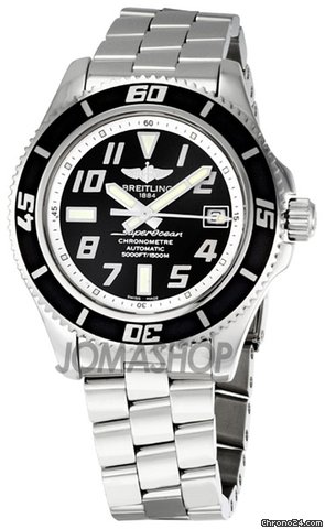 Breitling Aeromarine Superocean Black Dial Stainless Steel Mens Watch A1736402-BA29SS