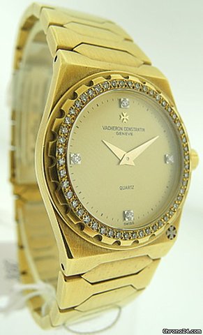 replica Vacheron Constantin 18kYGwith 4 Diamond Markers& Diamond Bez Bracelet watch WATCHES 1 