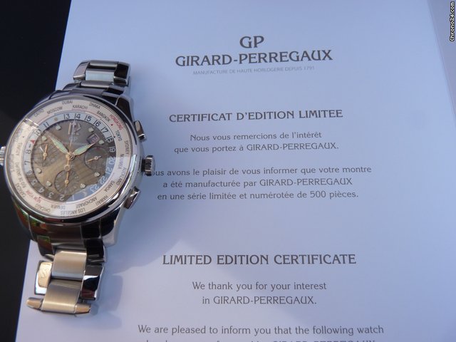 replica Girard Perregaux Limited Edition number 191 / 500 World Time Chronograph Financial WATCHES 1 
