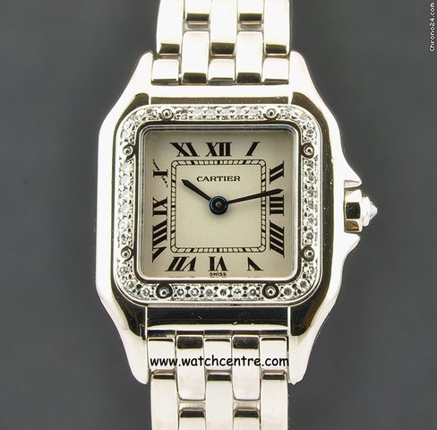 Cartier 18k White Gold Diamond Bezel Ladies Panthere