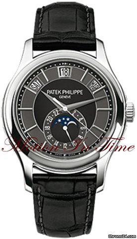 Patek Philippe 5205g ANNUAL CALENDAR MOONPHASE WHITE GOLD w/ BLACK DIAL NEW