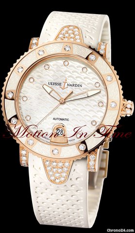 Ulysse Nardin LADY DIVER ROSE GOLD DIAMOND "VANILLA" ON RUBBER STRAP