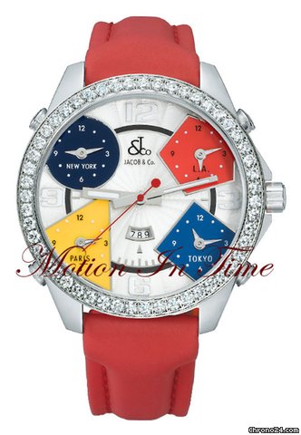 Jacob & Co. The Five Time Zone Watch Stainless Steel w/ 5.00ct Diamond