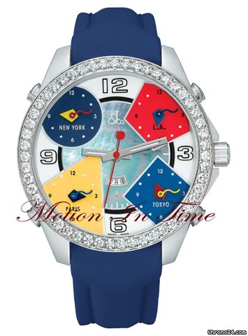 Jacob & Co. The Five Time Zone Watch Stainless Steel w/ 3.25ct Diamond