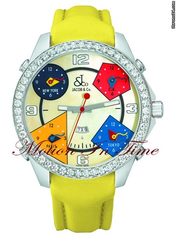 Jacob & Co. The Five Time Zone Watch Stainless Steel w/ 3.25ct Diamond