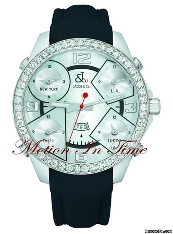 Jacob & Co. The Five Time Zone Watch Stainless Steel w/ 5.00ct Diamond