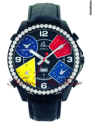 Jacob & Co. The Five Time Zone Watch Black PVD Steel Diamond 47mm