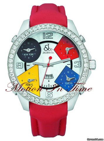 Jacob & Co. The Five Time Zone Watch Stainless Steel w/ 5.00ct Diamond