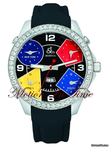 Jacob & Co. The Five Time Zone Watch Stainless Steel w/ 5.00ct Diamond