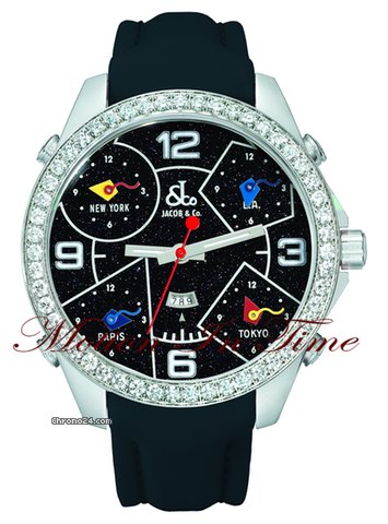Jacob & Co. The Five Time Zone Watch Aventurine Dial w/ 3.25ct Diamond