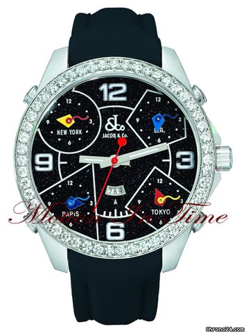 Jacob & Co. The Five Time Zone Watch Aventurine Dial w/ 5.00ct Diamond