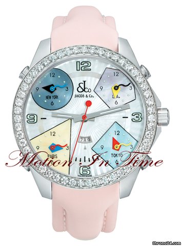 Jacob & Co. The Five Time Zone Watch Pastel Dial w/ 5.00ct Diamond