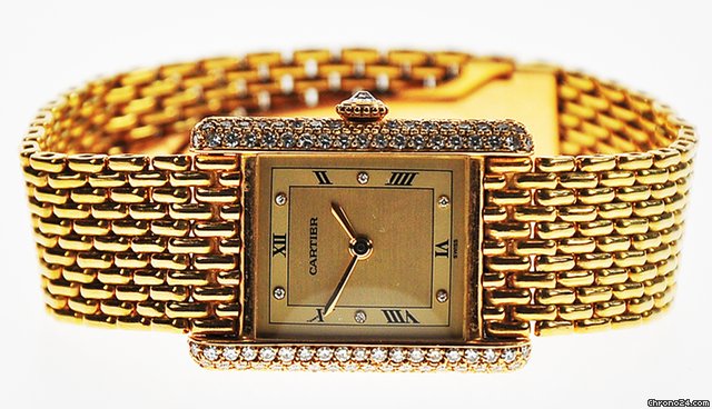 replica Cartier TANK 18K Y/G, MANUAL, DIAMOND - WATCHES 1 