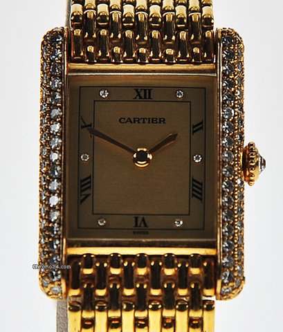 Cartier TANK 18K Y/G, MANUAL, DIAMOND -