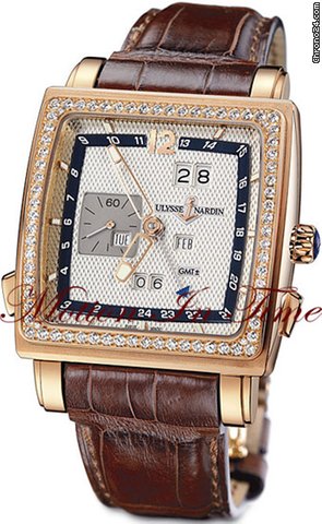 Ulysse Nardin Quadrato Dual Time Perpetual Rose Gold w/ Diamond Bezel -New