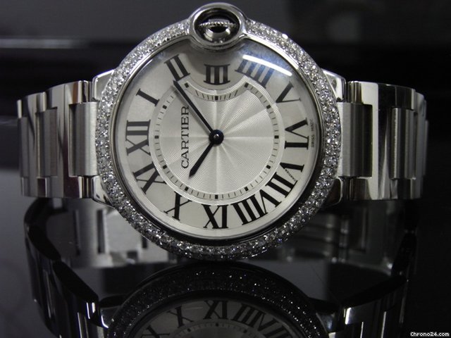 Cartier Ballon Bleu Mid Size Custom Diamond Set