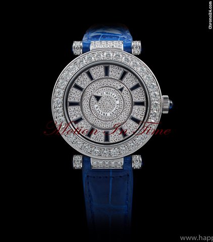 Franck Muller "DOUBLE MYSTERY" WHITE GOLD 42mm DIAMOND & SAPPHIRE