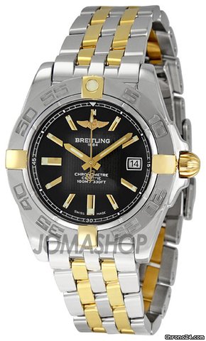 Breitling Galactic Black Dial Two Tone Ladies Watch B71356L2-BA11TT