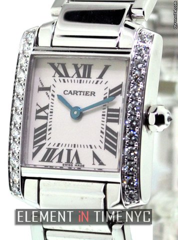 Cartier Tank Francaise 18K White Gold Factory Diamonds